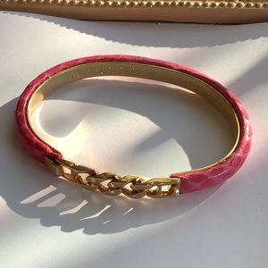 MODA LE DESPOSA Marked ITALY MOD PAT. 24KT GOLD PLATED Hot Pink Hinged Bracelet